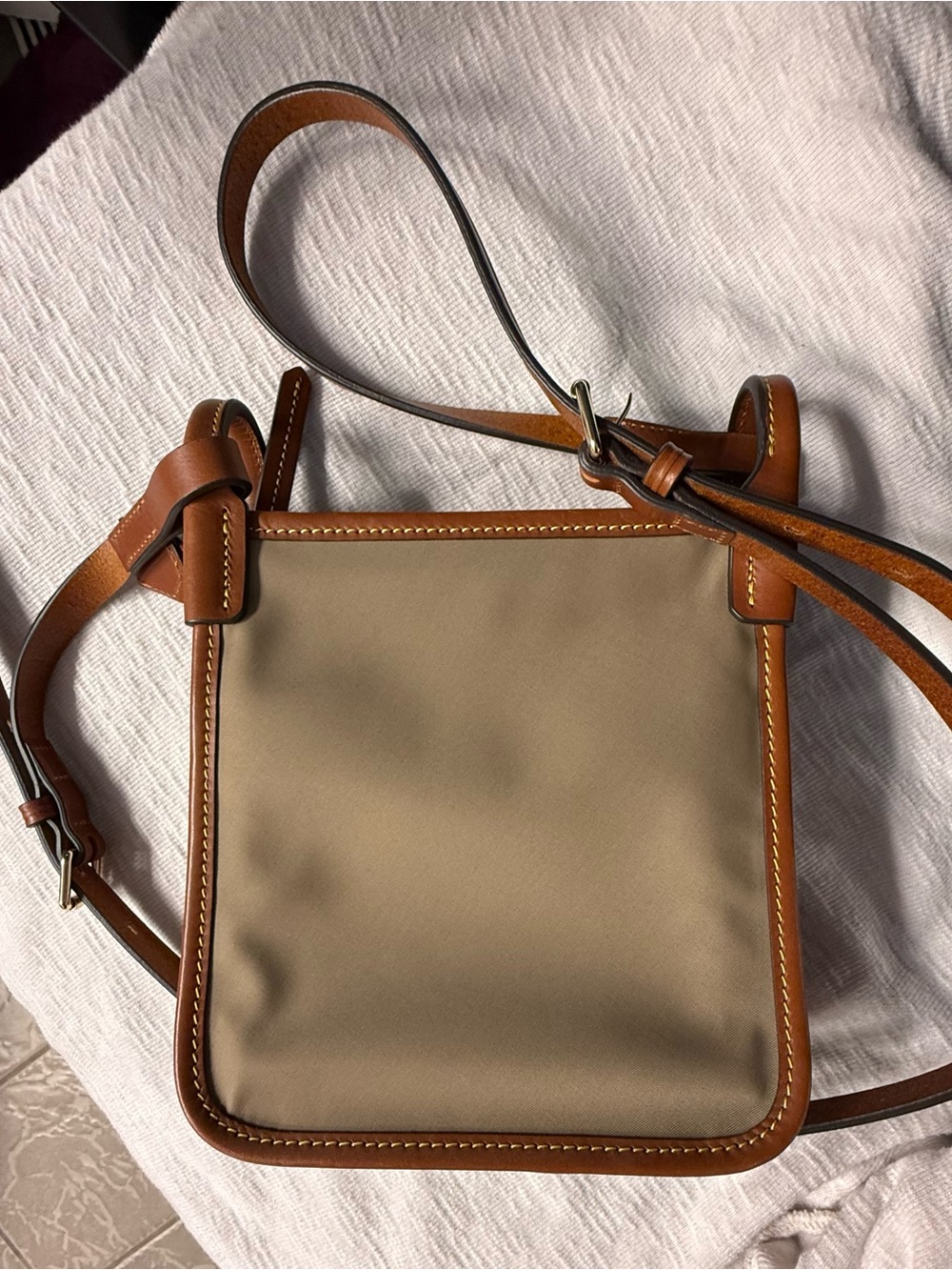 Dooney & Bourke Khaki and Tan Leather-Trim Messenger - Picture 8 of 16